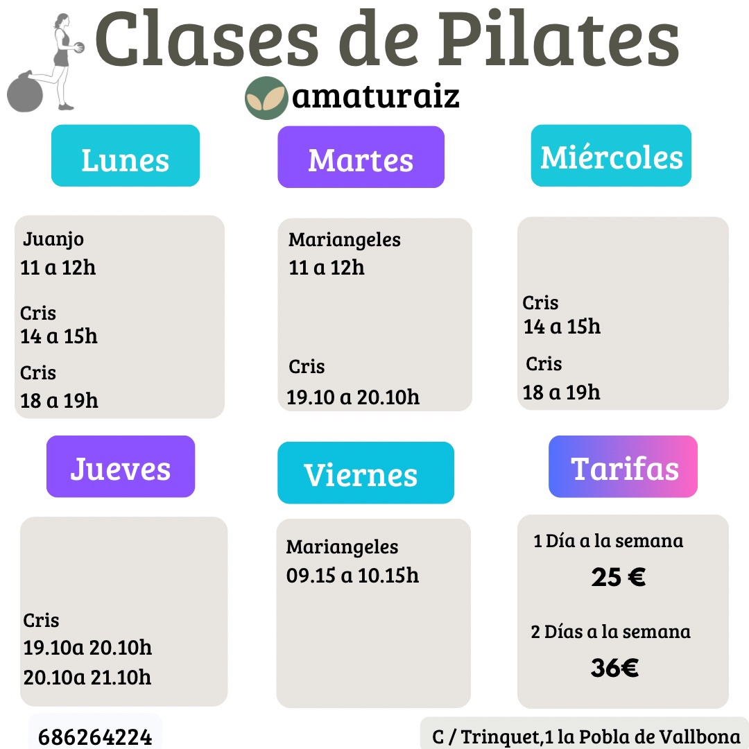 Horario Clases semanales de Pilates